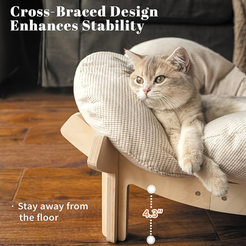 Lit surélevé pour chat avec des coussins moelleux et épais