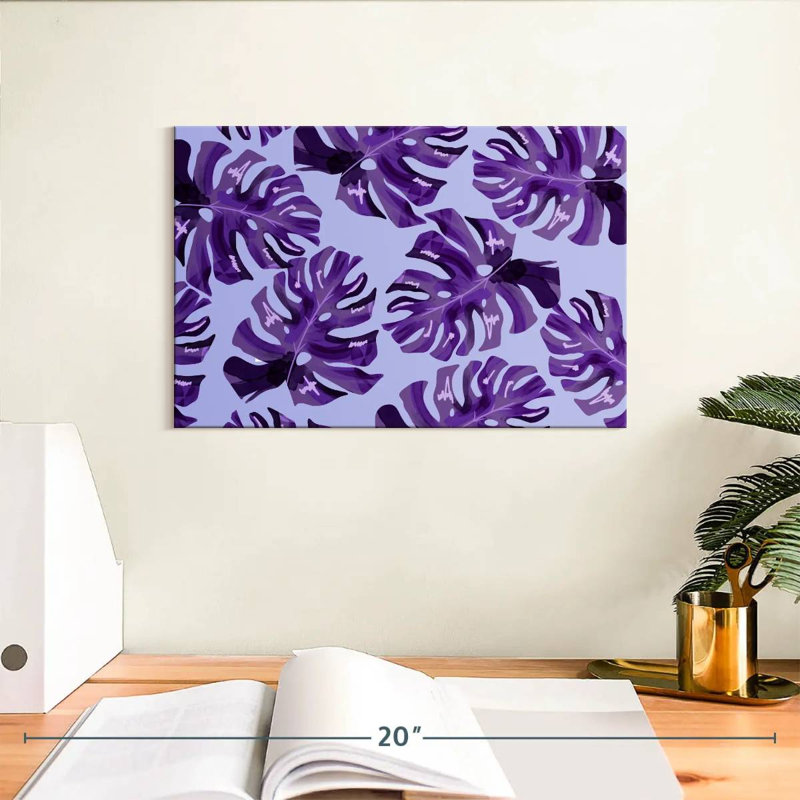 Harnek mauve à feuilles de Monstera, H 8 po x l 12 po