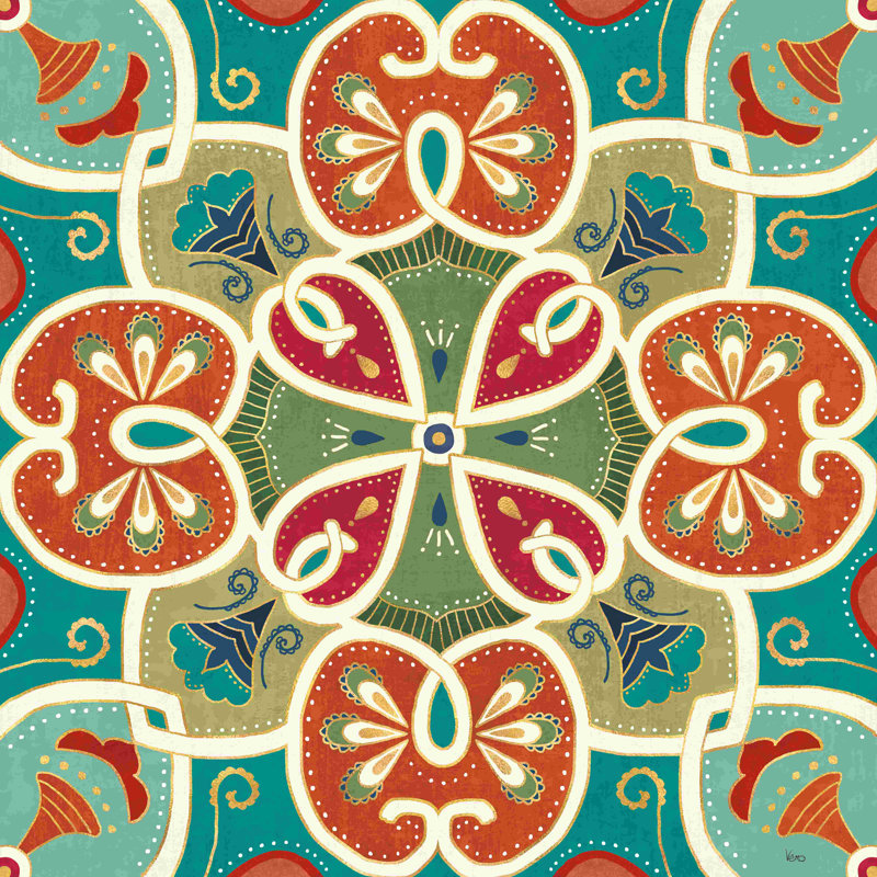 Folk floral VI, H 20 po x l 20 po, Non, Toile tendue
