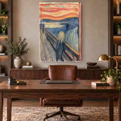 Expressionist Sunset Screaming Figure Canvas Wall Art