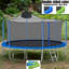 Trampoline de 14 pieds pour enfants et adultes avec panier de basketball, enceinte de sécurité et housse double face colorée
