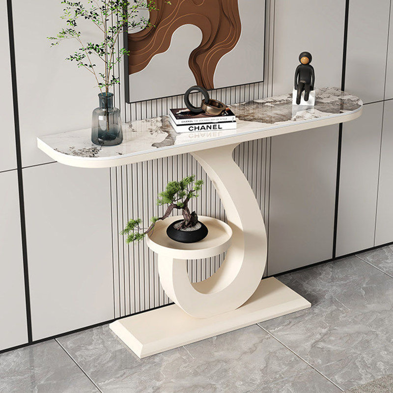 Table en granite simple et moderne, 31.50" H x 47.24" W x 11.81" D, Crème, Cream, Cream
