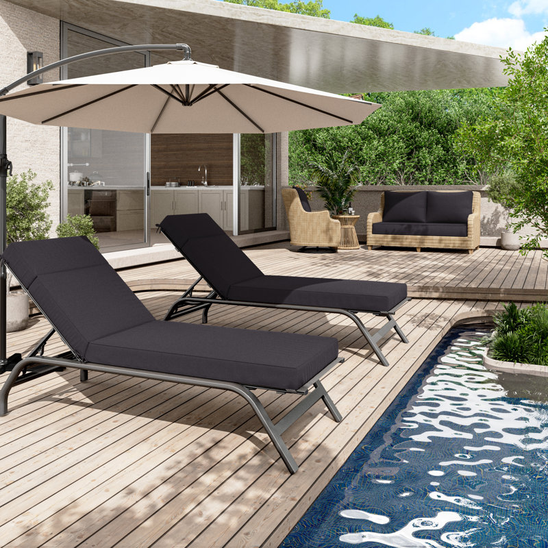 Outdoor Chaise Lounge Cushion – Weather-Resistant, Reversible, Plush Comfort, 26" W x 80" D, Gray