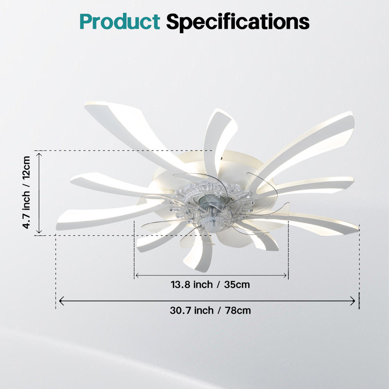 Ventilateur de plafond à 7 pales de 30,7 po avec lumières DEL Acea, Blanc