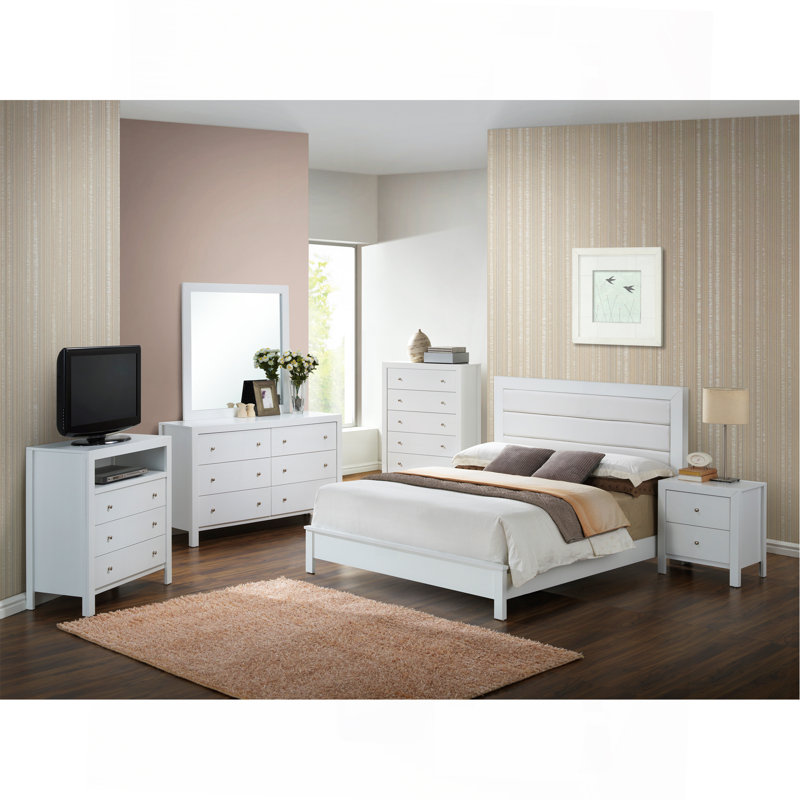 Stylish White Transitional Bedroom Bed