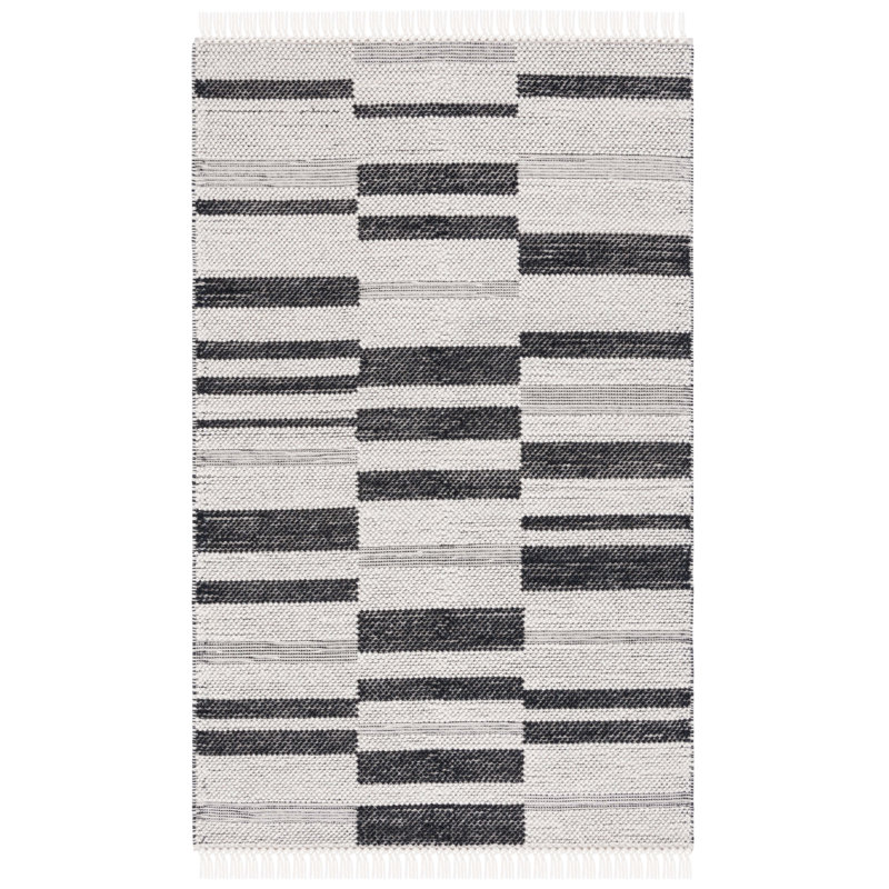 Tapis ivoire / noir Charvik, Rectangle de 5 pi x 8 pi