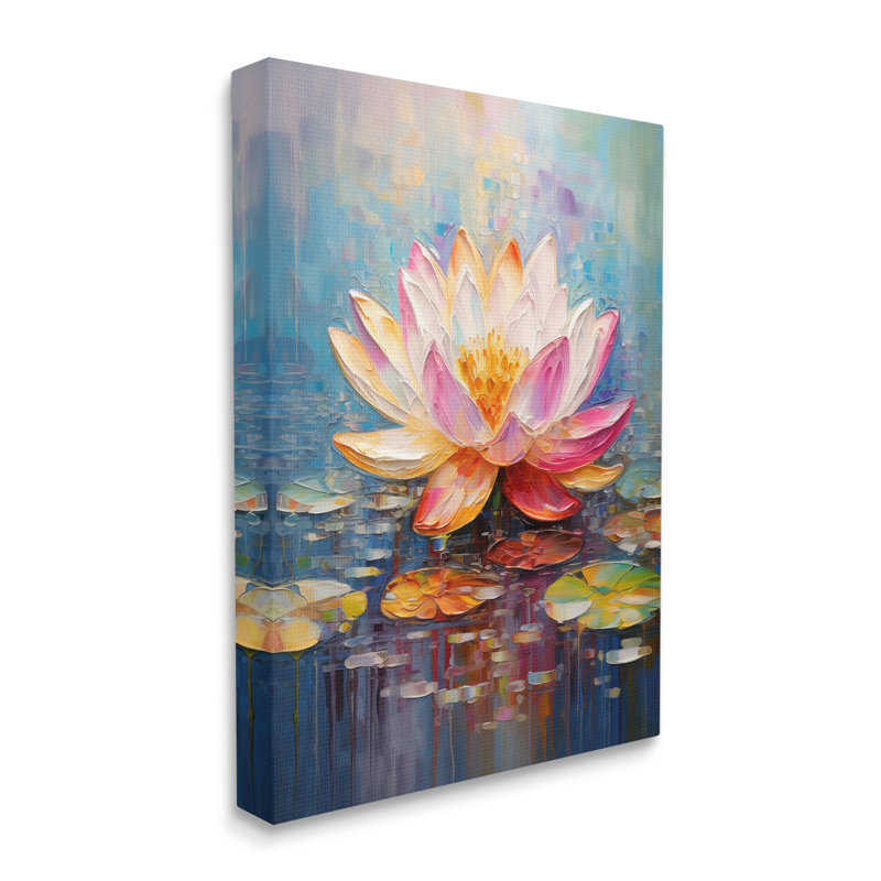 Art moderne sur toile Modern Lotus Bloom par Gina Kelly, H 20 po x l 16 po