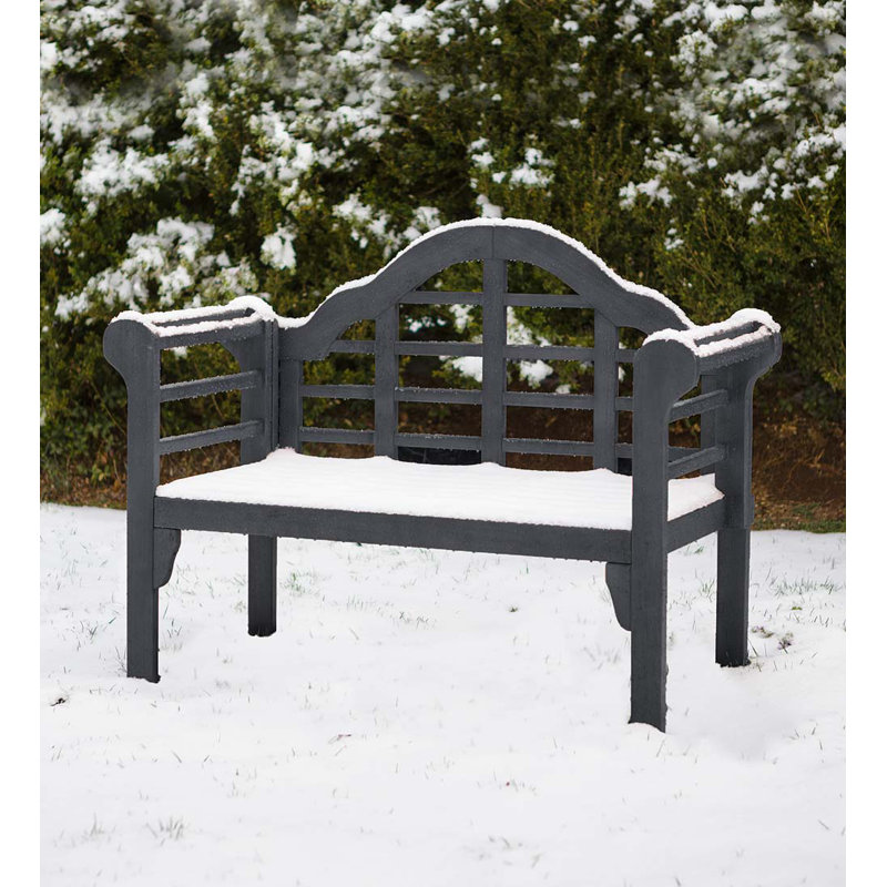 48" W Lutyens Eucalyptus Wood Garden Bench, Black