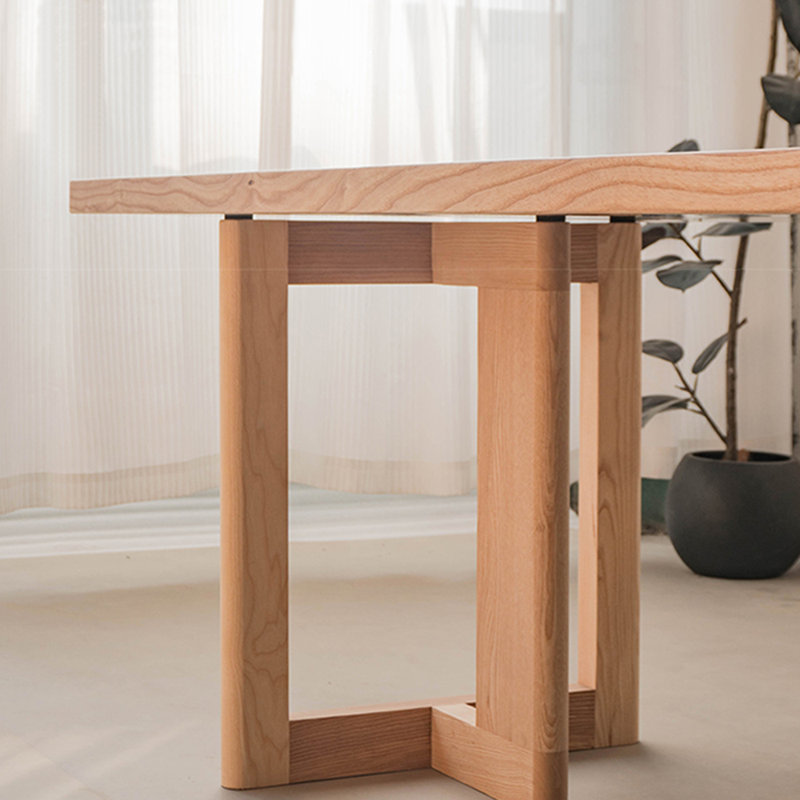 Burly wood ash wood dining table, 29.53"H x 59.06"L x 31.5"W