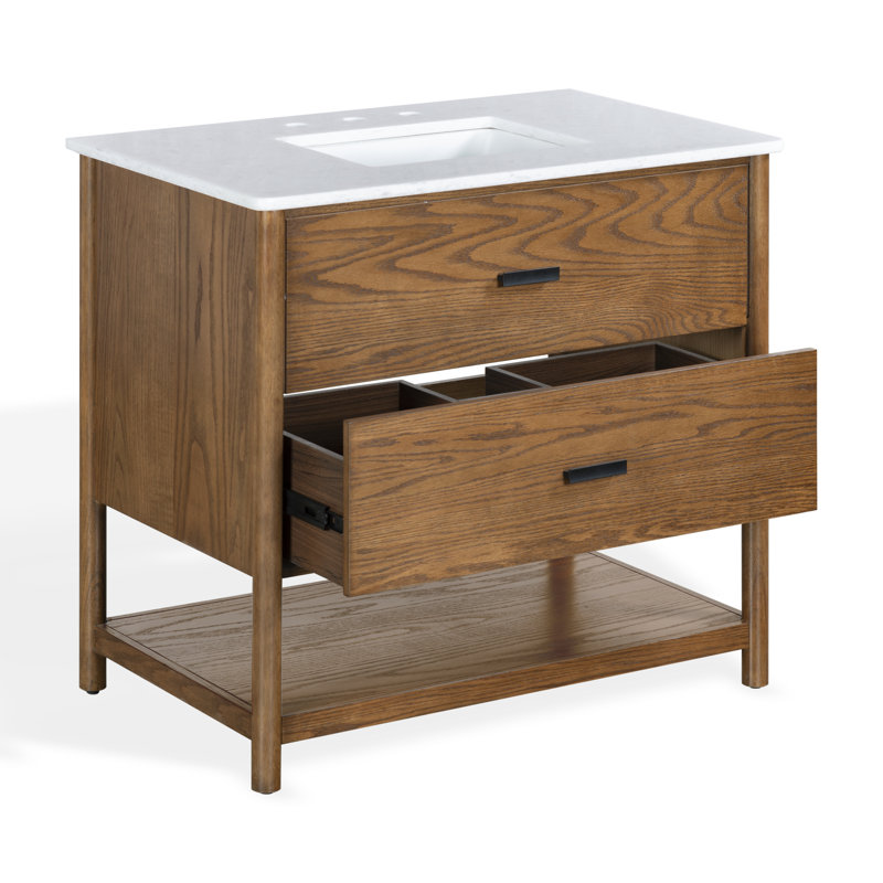 Meuble-lavabo simple 36 po Jaylessa, Chêne moyen