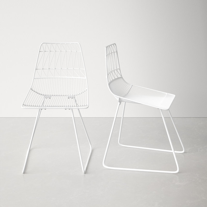 Samir Metal Cross Back Side Chair in White