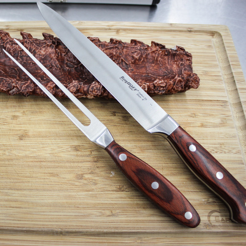 Pakka Wood Handle Stainless Steel Carving Set with Aluminum Case