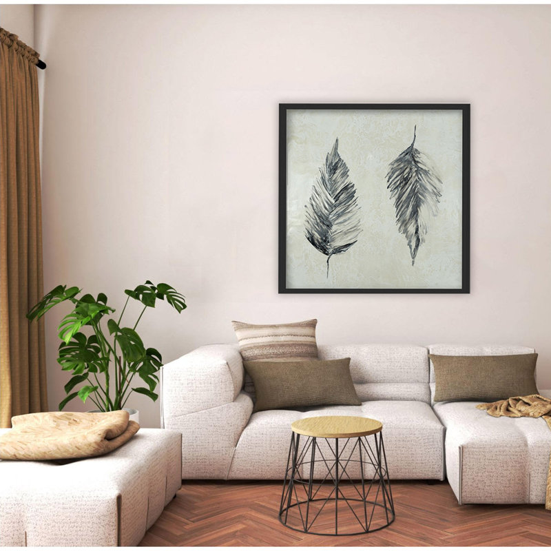 «Silver Foliage», art mural sur toile, H 12 po x l 12 po, Cadre flottant noir