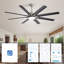 Grand ventilateur de plafond de 66 pouces avec lumière à DEL à intensité variable et 8 pales en ABS avec moteur à courant continu réversible et intelligent pour le salon-1024106507-1024106509