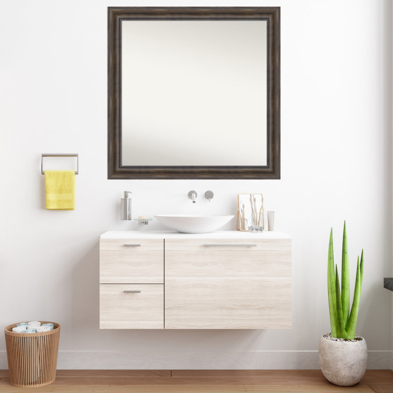 Miroir mural en bois massif Bostynn, H 37,5 po x l 37,5 po, Carré