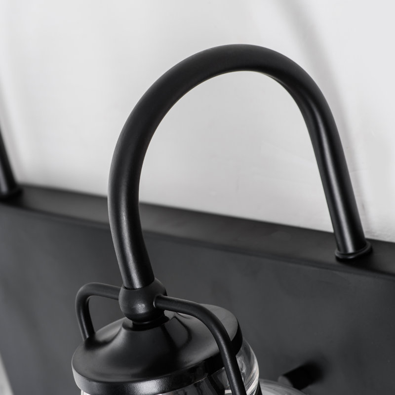 Éclairage pour salle de bain à intensité variable 2 lumières avec abat-jour en verre transparent Loucks 14 po, Noir mat