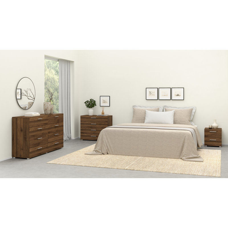 Gianna 8 Drawer 55.12" W Double Dresser, Walnut