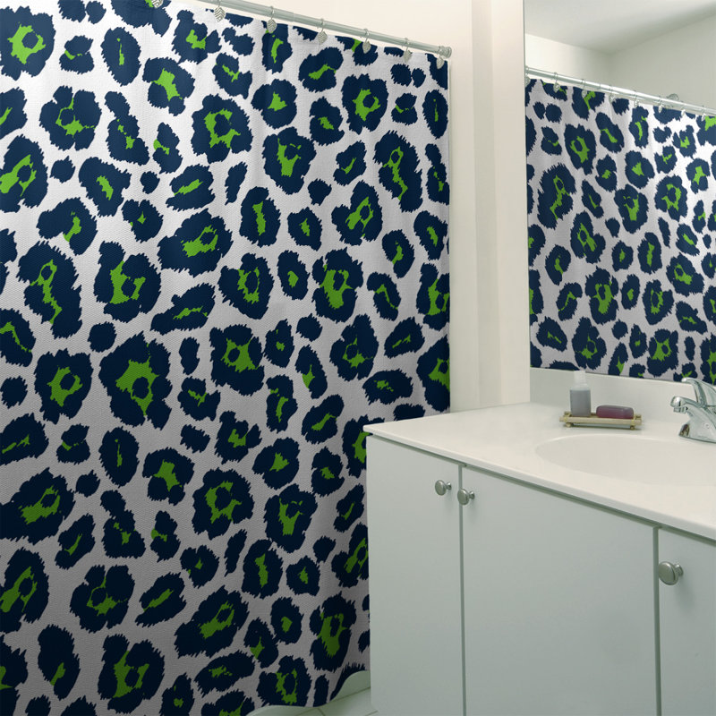 Animal Print Shower Curtain with Liner Included, Grey/Green