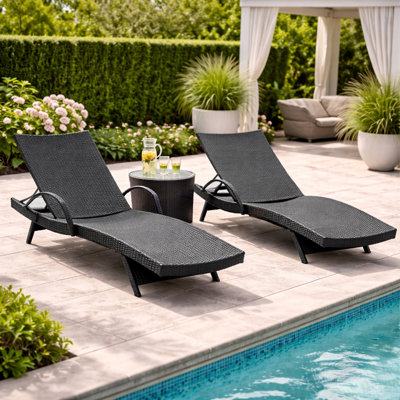 Chaise longue d'extérieur en osier PE
