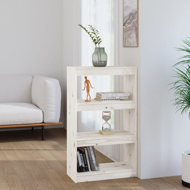 Book Cabinet Room Divider Display Book Rack Bookshelf Solid Wood Pine, (3 Shelves) 40.7" H x 23.6" W x 11.8" D, White