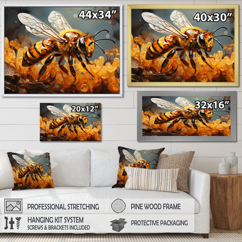 «Bee Busy Worker II», reproduction sur toile, H 34 po x l 44 po x P 1,5 po, Cadre photo blanc