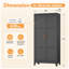Metal Wardrobe Cabinet with Wooden Handle, 34" Wide Metal Wardrobe Closet with Hanging Rods and Adjustable Shelves(Black)-1286683501