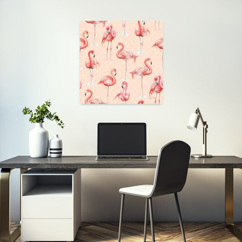 Motif gracieux de flamants roses, art tropical, H 18 po x l 18 po