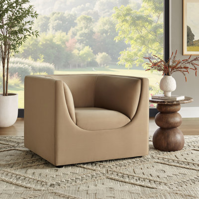Fauteuil en velours taupe Dunkley