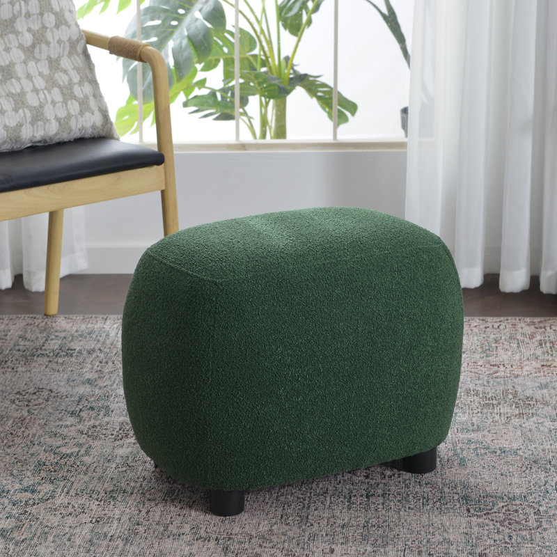 Overstreet 23" Wide Boucle Upholstered Ottoman, Green Boucle