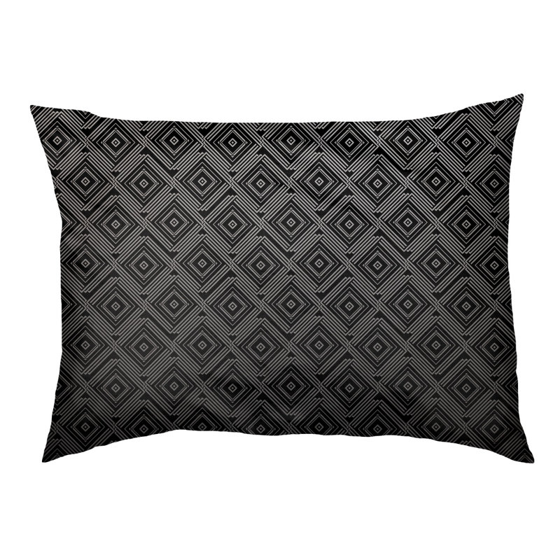 Coussin stylisé de labyrinthe carré Byrge, L 52 po x l 42 po, Noir