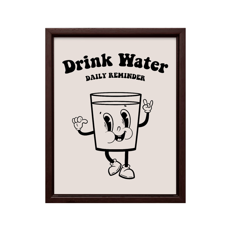 Drink Water No1, Canevas, H 24 po x l 32 po, Encadrement brun