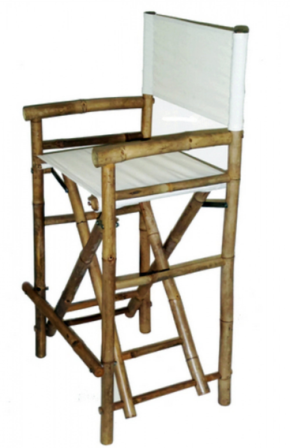 MGP TallÂ Bamboo Director Chair for bar counter, White Canvas, Set of 2