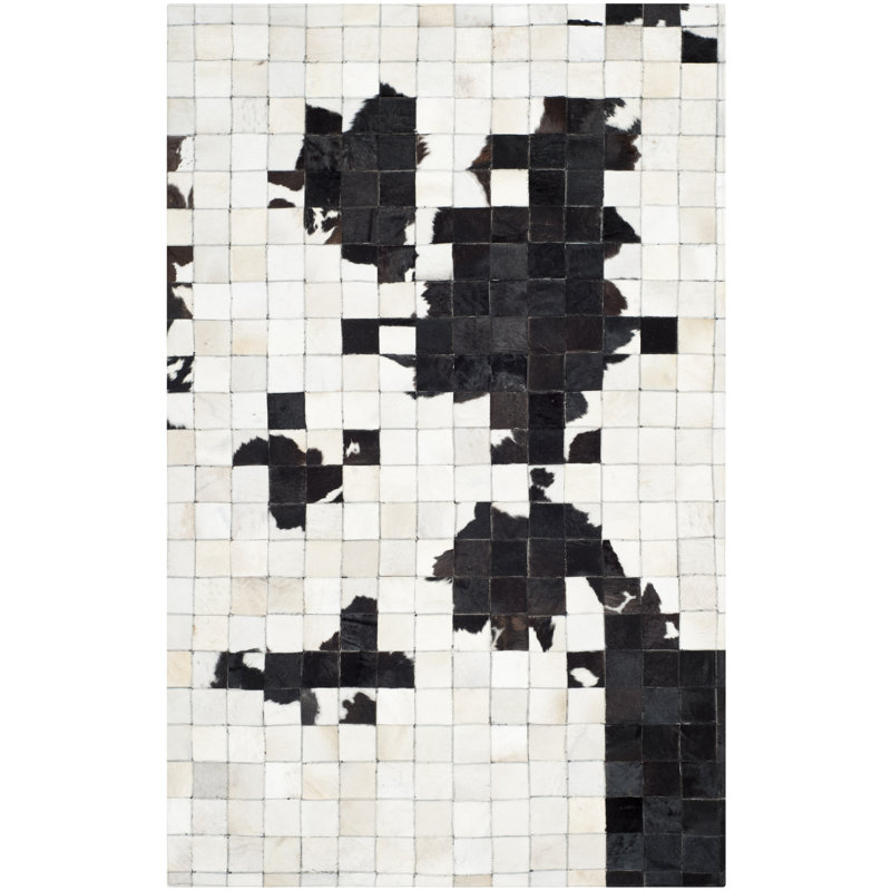 Emilie Abstract Cowhide Hand Woven Area Rug, Rectangle 152 x 244 cm
