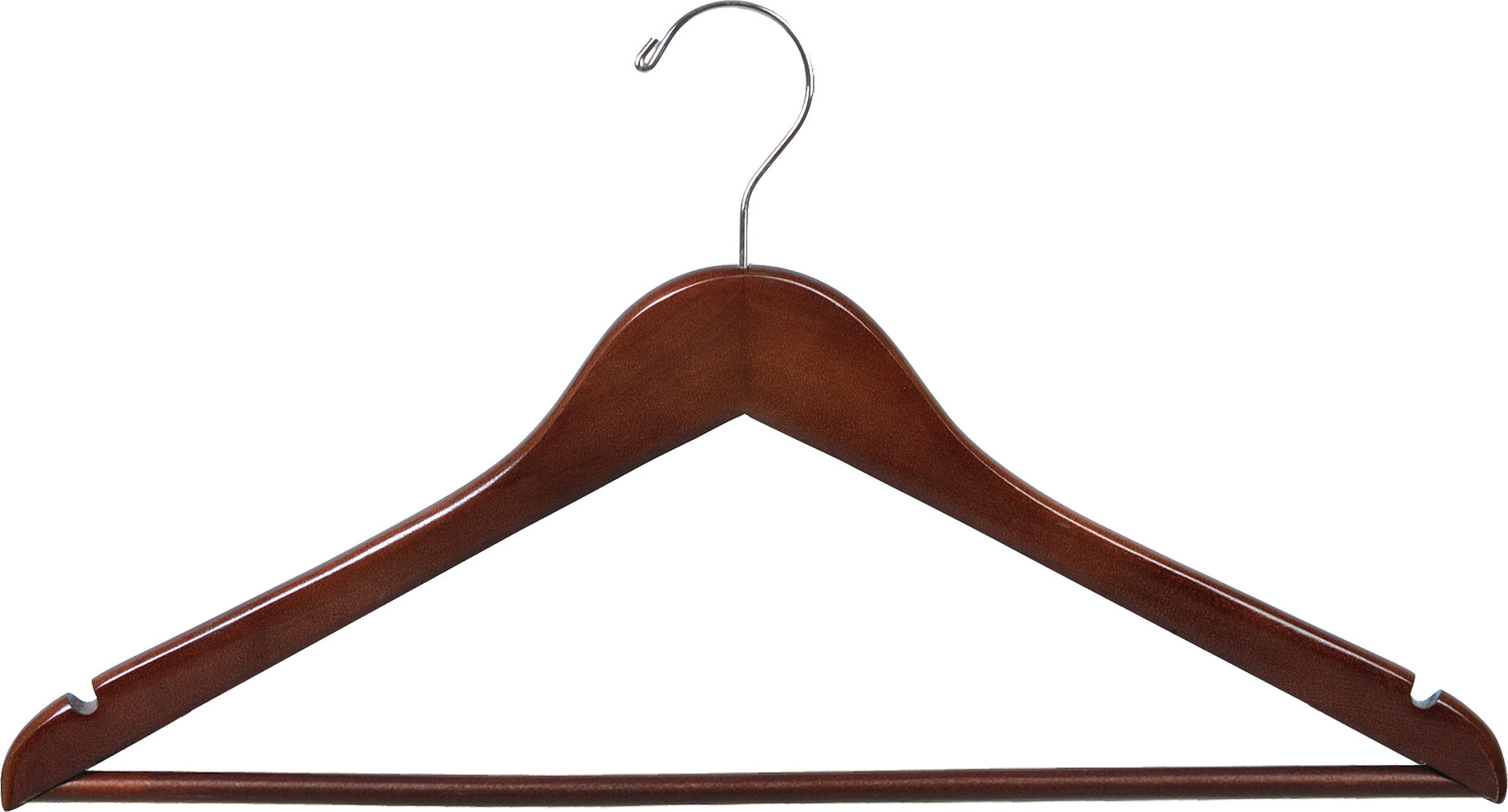 The Great American Hanger Company White Wood Top Hanger, Box of 8 Space Saving 17 inch Flat Wooden Hangers w/ Chrome Swivel Hook & Notches for Shirt