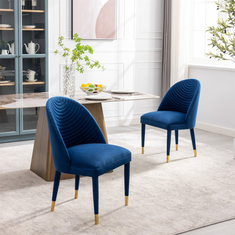 Chaise d'appoint en velours Zacaras, Velours bleu marine