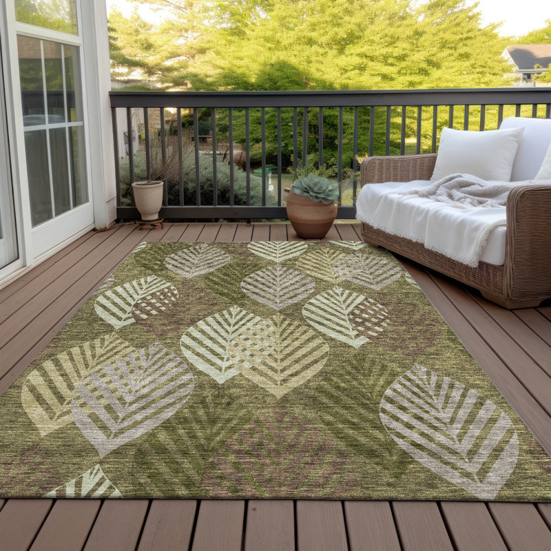 Neysa Washable Floral Indoor / Outdoor Rug, Rectangle 8' x 10'