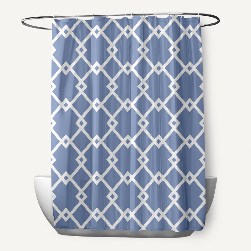 Rideau de douche simple géométrique Joshi, Bleu pâle