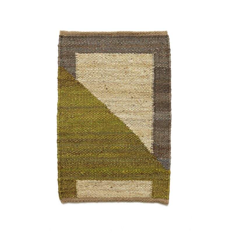 Geometric Flatweave Rectangle 8' x 10' Hemp Area Rug in Brown/Yellow