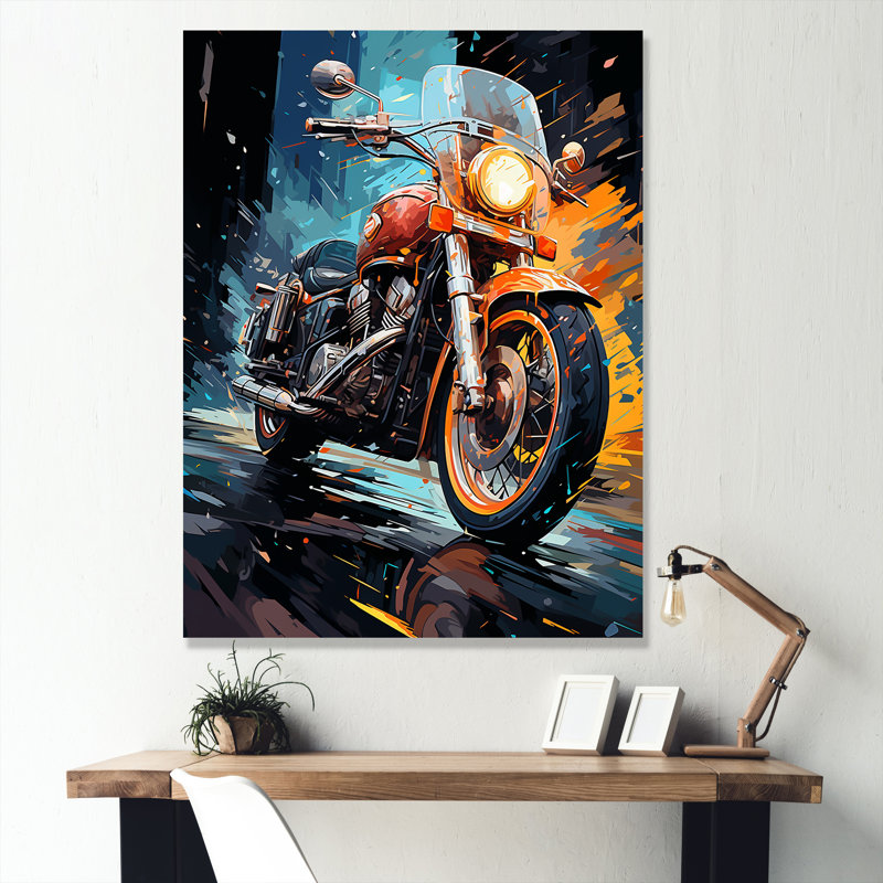 " Classic Lavish Motor Bike I ", Wrapped Canvas, 32" H x 16" W x 1" D