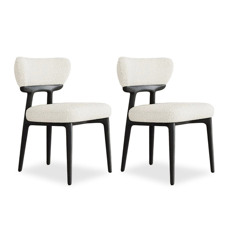 Chaise d'appoint noire et blanche à dossier solide (ensemble de 2), Noir