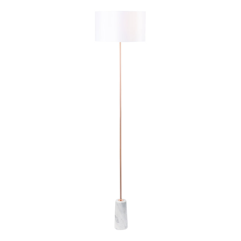 Norrington 154cm White Marble/Copper Traditional Floor Lamp, White Marble/Copper