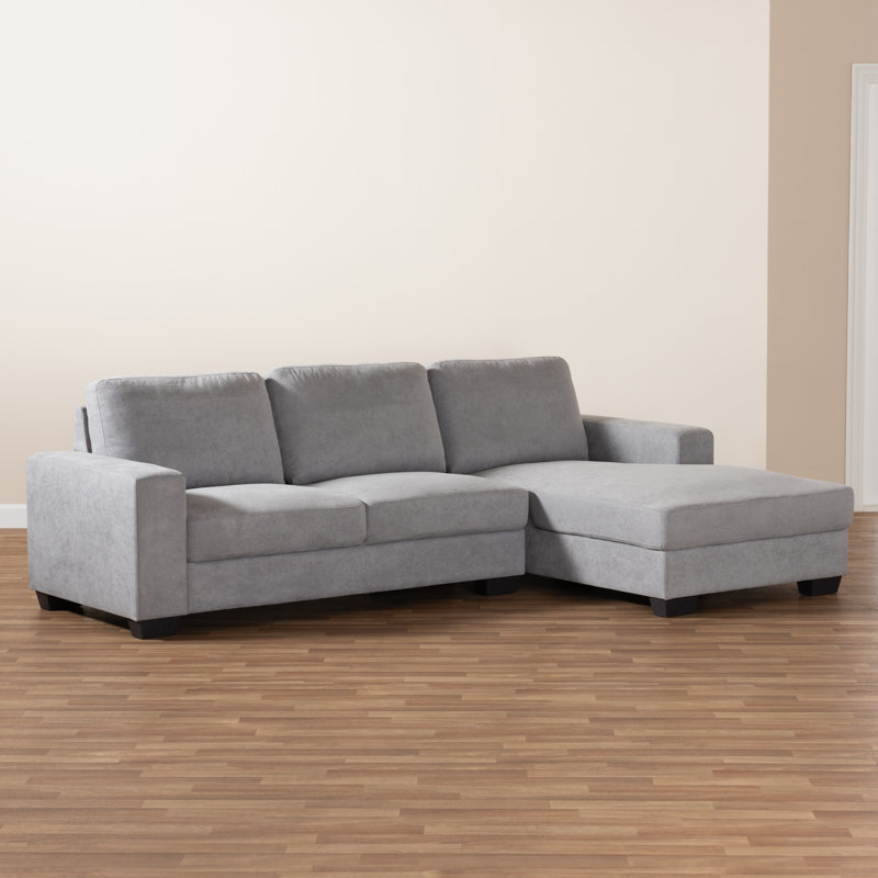 Aminata Upholstered L-Shaped Sectional, Light Gray, Right Hand Facing