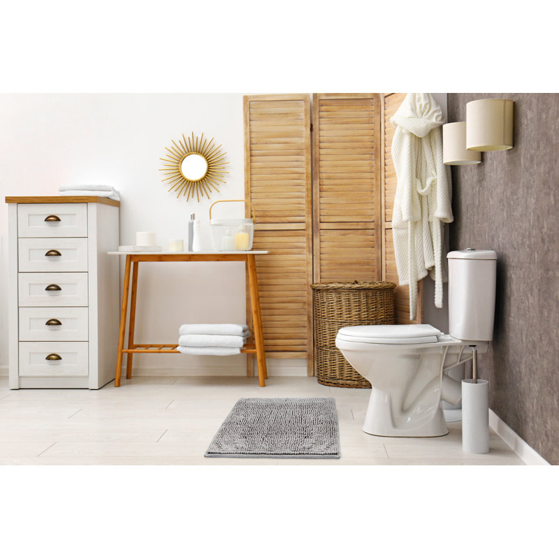 Heloise Non-Slip Bath Rug, 40cm W x 60cm L, Silver