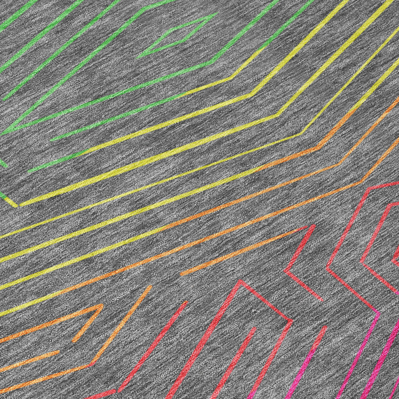Tapis intérieur / extérieur lavable à la machine pour enfants ACN2830, Gris, 10 pi x 14 pi