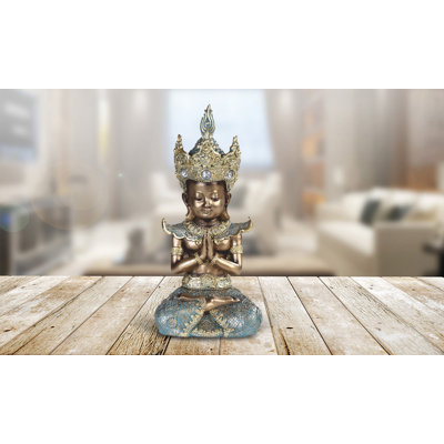 10.5""H Thai Buddha Praying In Gold And Silver Statue Feng Shui Decoration Religious Figurine -  Bungalow Rose, 6F618EF39718475A8F5B33742D9B6AD5