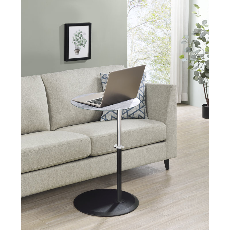 Orbit 15.5" End Table With Height Adjustable Gray Marble Textured Top