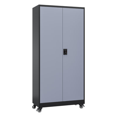 5-Tier Lockable Steel Storage Cabinet With Wheels (74.5"H X 31.5"W X 15.75"D)