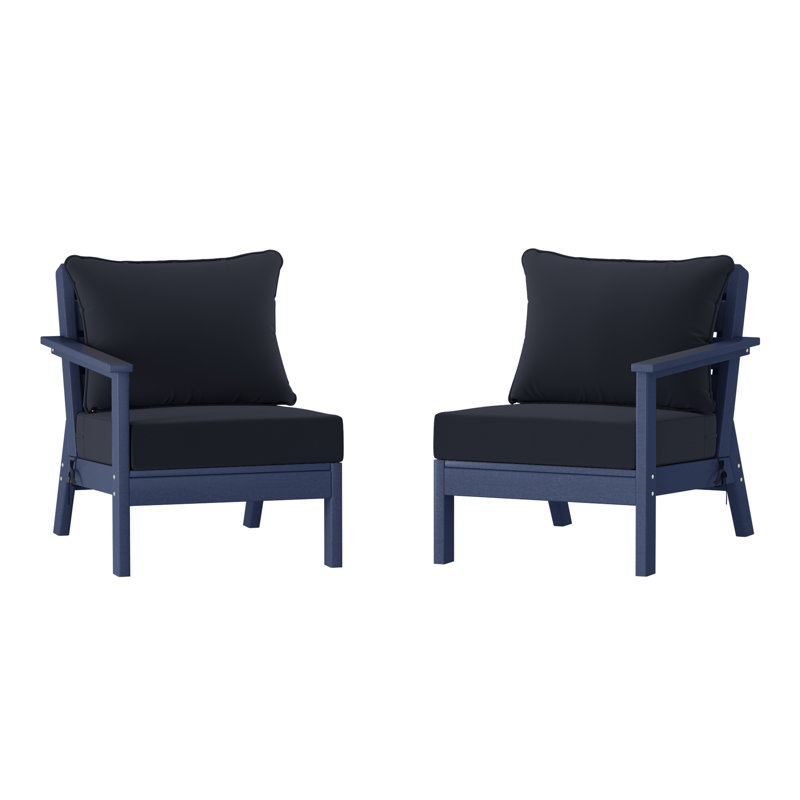 Deep Seating Set With Cushions, Navy Blue, Navy Blue