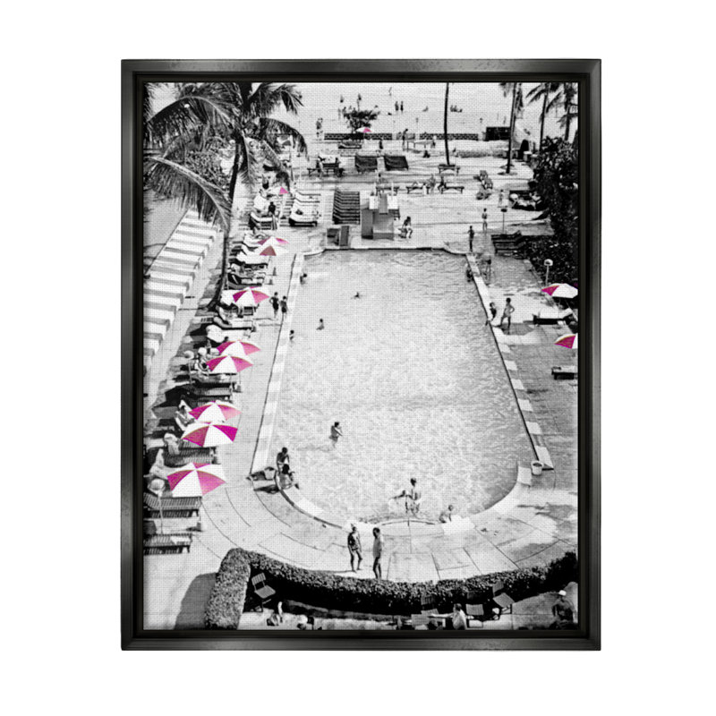 Hokku Designs, station balnéaire de plage rétro encadrée par Graffi * Tee Studios, Cadre flottant noir de jais