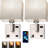 Bedroom Sconces Set of 2, Wall Mounted Bedside Lamps with USB Port, AC Outlet and 3 Colour Selectable